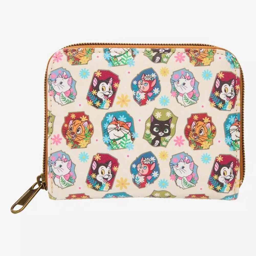 Loungefly Disney Cats Wallet Characters Floral Zip Around New - Picture 2 of 4